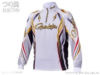 がまかつ 2ウェイプリントジップシャツ 長袖 - GM-3650 # ホワイト/ゴールド Lサイズ