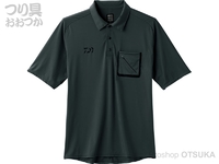 ダイワ ストレッチショートスリーブ ポケット付きポロシャツ - DE-57008 # ブラック Sサイズ
